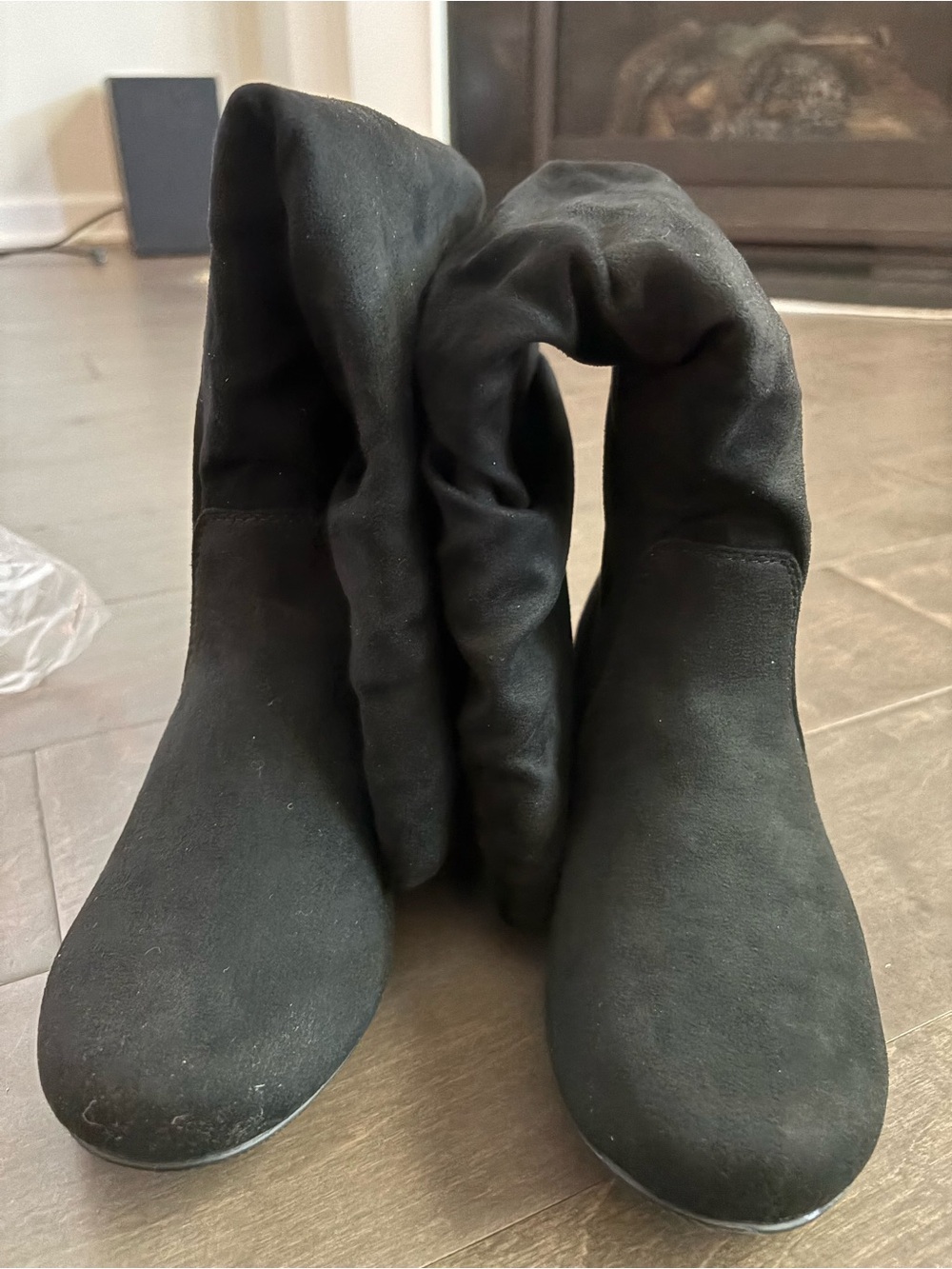 Amazon Black Over-the-Knee Stretch Suede Boots
